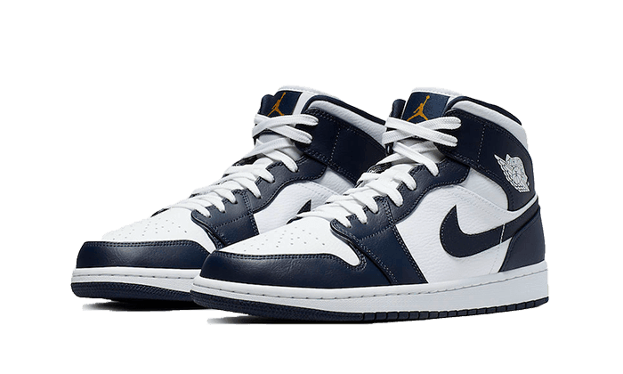 Air Jordan 1 Mid White Metallic Gold Obsidian