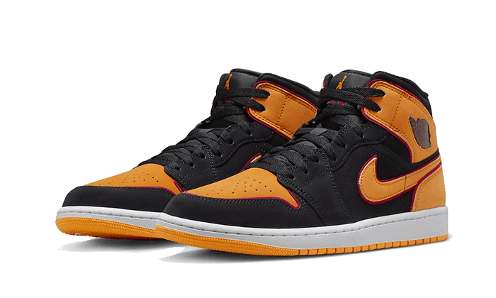 Air Jordan 1 Mid Fat Tongue Black Orange