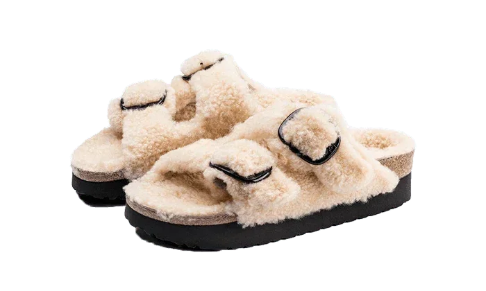 Birkenstock Arizona Big Buckle Shearling Teddy Eggshell