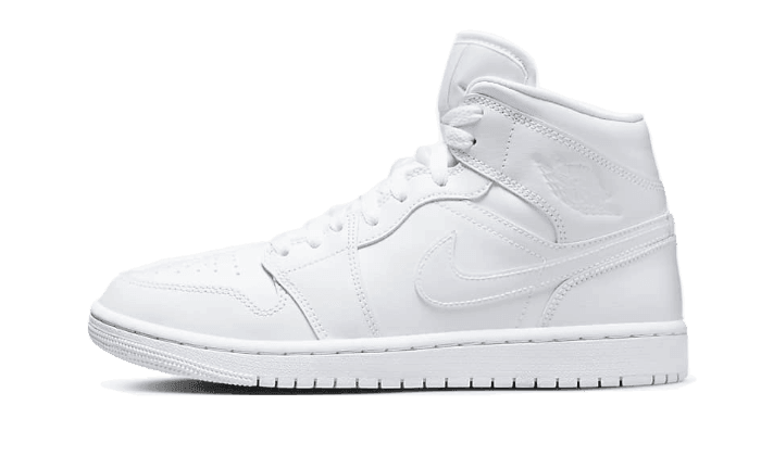 Air Jordan 1 Mid Triple White Patent Swoosh