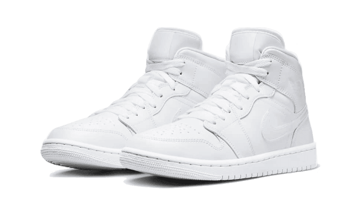 Air Jordan 1 Mid Triple White Patent Swoosh