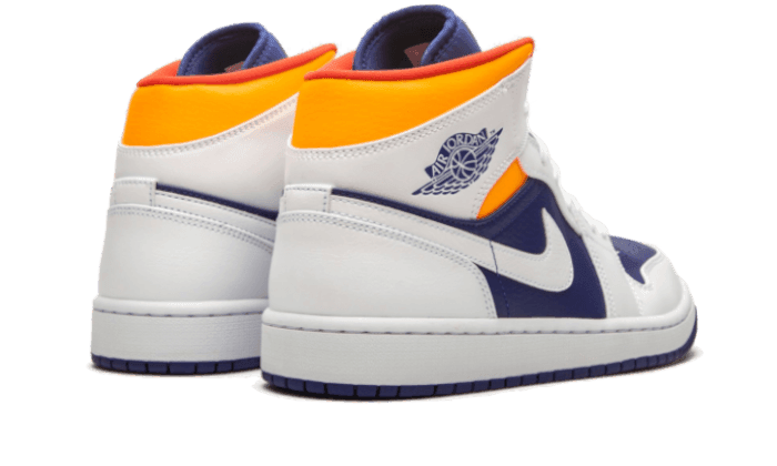 Air Jordan 1 Mid White Laser Orange Deep Royal Blue