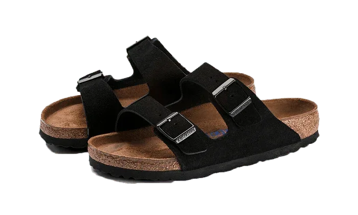 Birkenstock Arizona Suede Leather Soft Footbed Black
