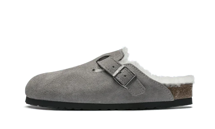 Birkenstock Boston Shearling Suede Stone Coin