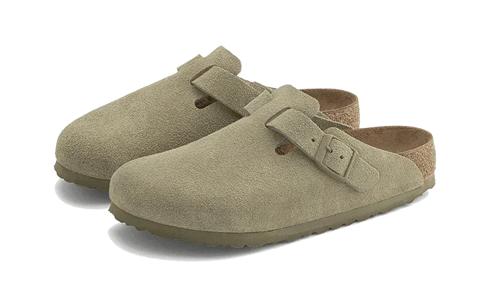 Birkenstock Boston Suede Leather Faded Khaki