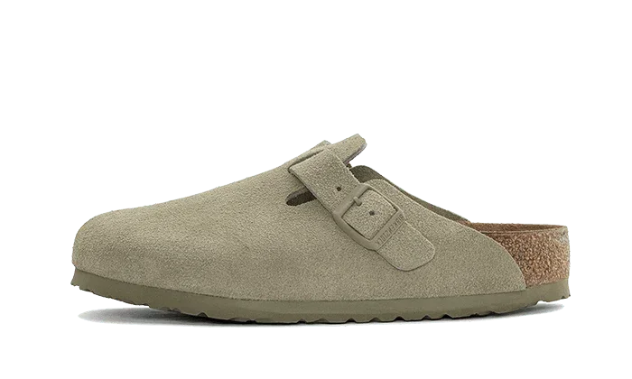 Birkenstock Boston Suede Leather Faded Khaki